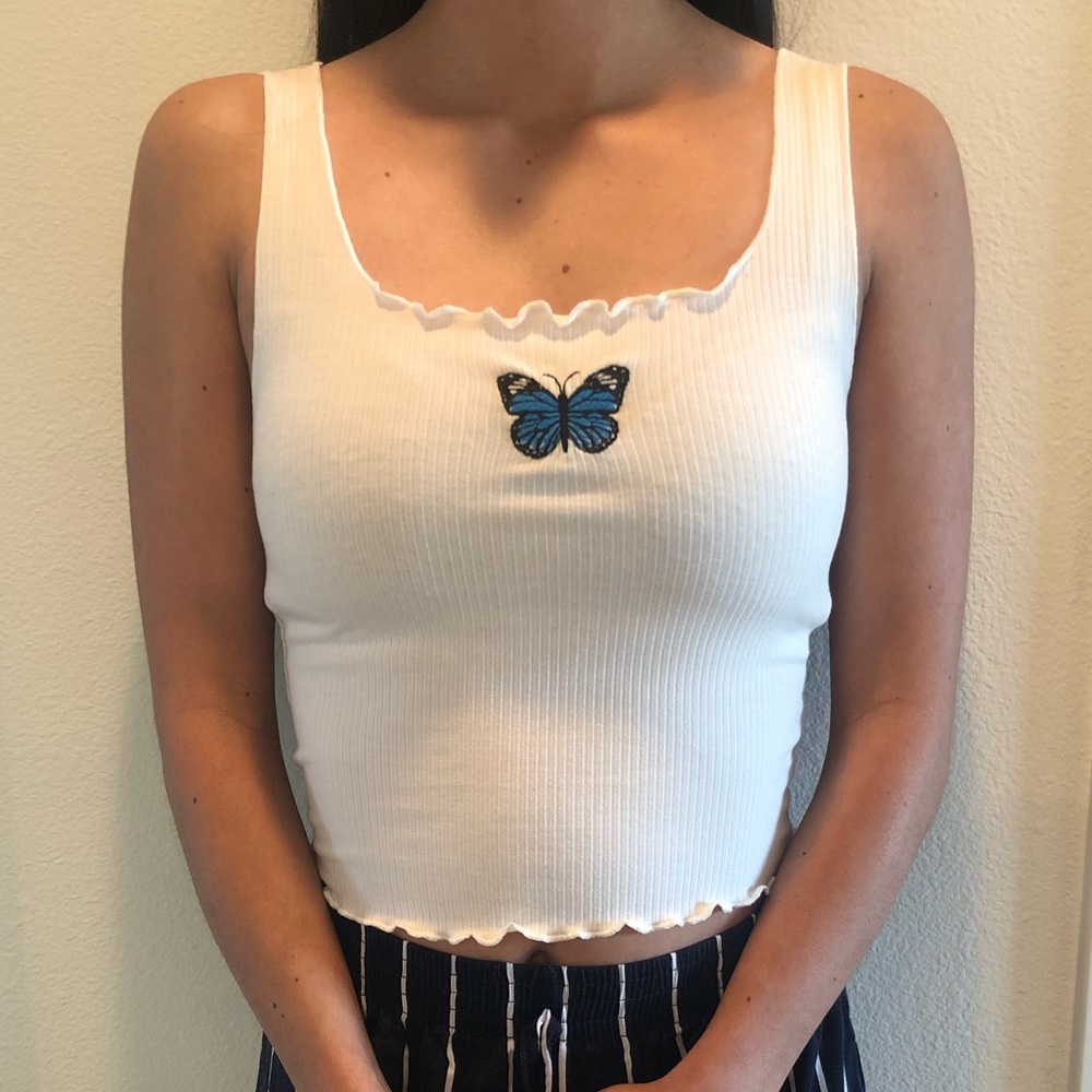 White butterfly tank top